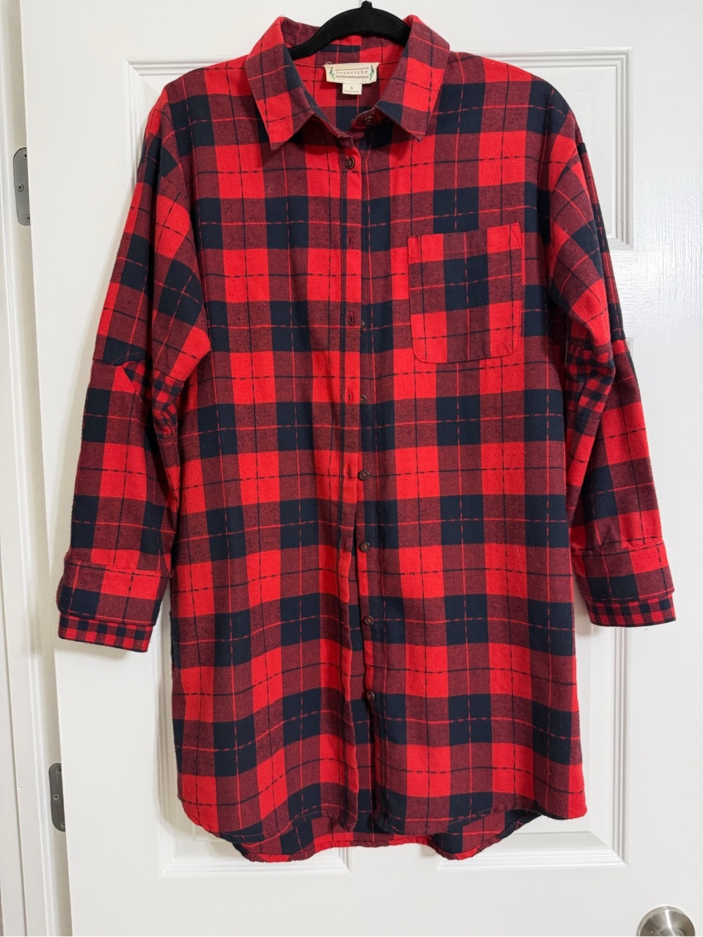 Love Riche Red and Black Plaid Shirt Dress